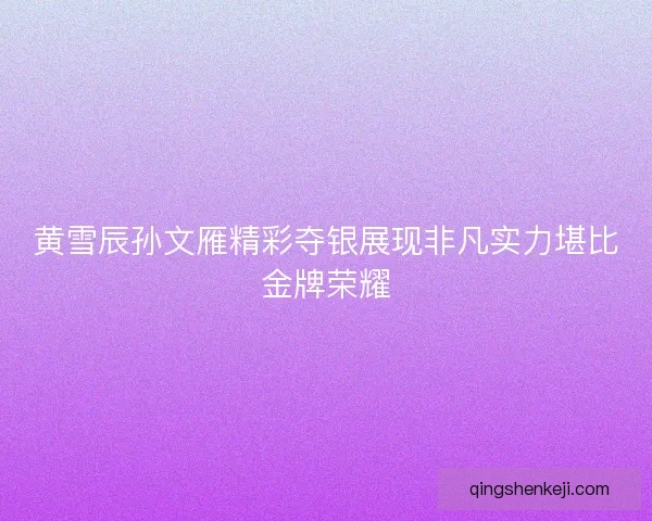 黄雪辰孙文雁精彩夺银展现非凡实力堪比金牌荣耀